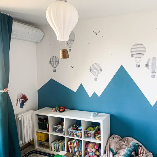 INSPIO - átragasztható textil matrica - Szürke hőlégballon falmatricák gyerekszobába