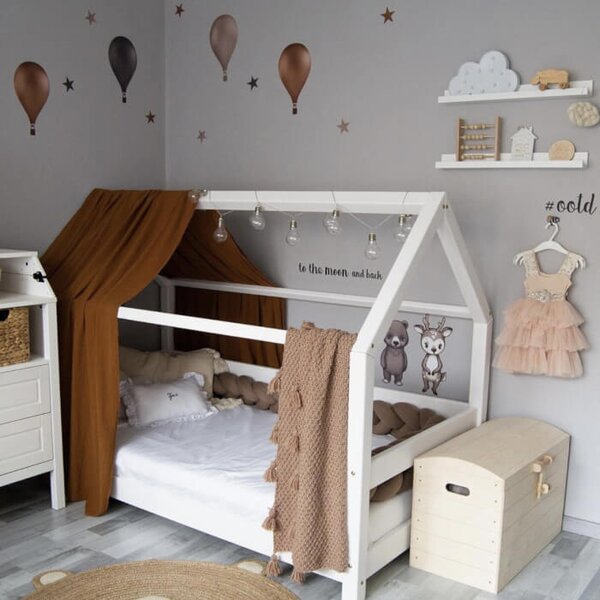 INSPIO - átragasztható textil matrica - Hőlégballon falmatrica állatkákkal