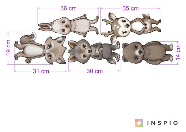 INSPIO - átragasztható textil matrica - INSPIO skandináv stílusú állatkák