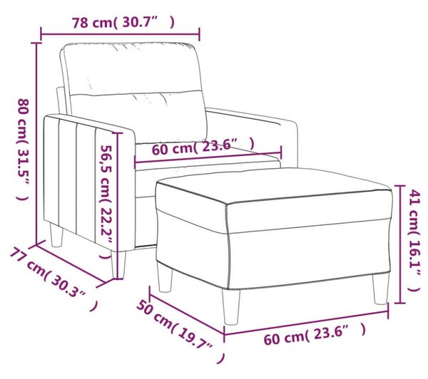 VidaXL világossárga szövet kanapéfotel lábtartóval 60 cm