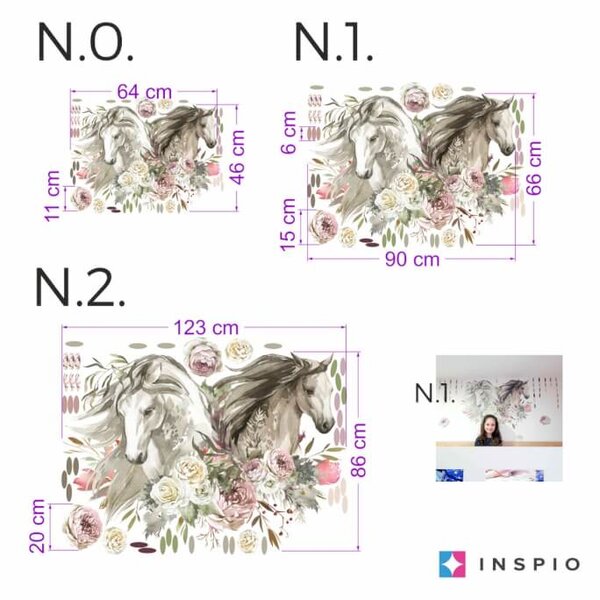 INSPIO - átragasztható textil matrica - Falmatrica tiniknek - Lovak