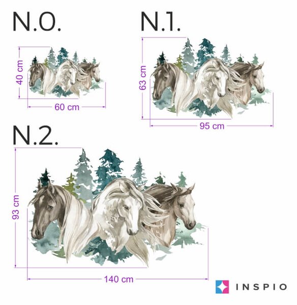 INSPIO - átragasztható textil matrica - Falmatrica fiúknak - Lovak a természetben
