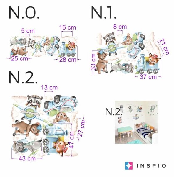 INSPIO - átragasztható textil matrica - Falmatricák - Utazó állatkák