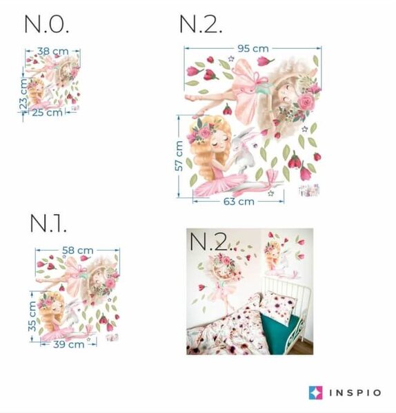 INSPIO - átragasztható textil matrica - Falmatricák - Balerinák