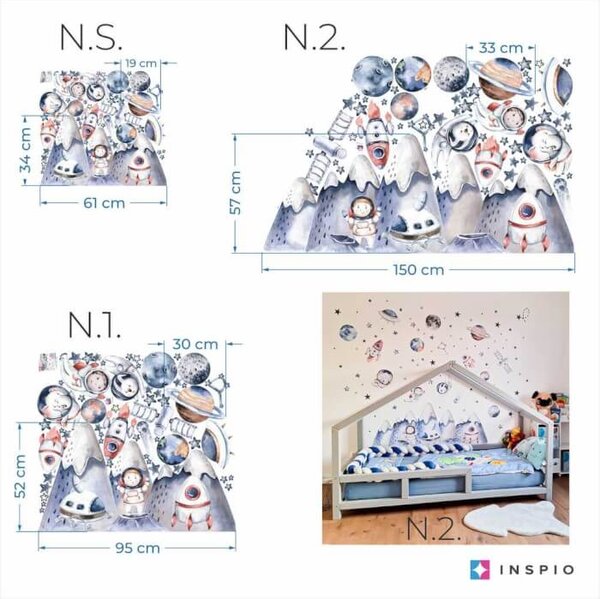 INSPIO - átragasztható textil matrica - Falmatricák - Űrhajósok és világűr fiúknak