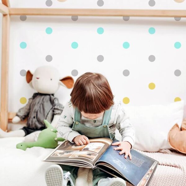INSPIO - átragasztható textil matrica - Pasztell falmatrica pöttyök