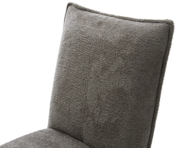 DELIFE Étkezőszék Lelio-Flex bouclé puha sötét bézs 4 láb kúpos rozsdamentes acél zsákrugó
