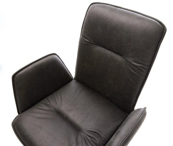DELIFE Étkezőszék Vinja-Flex mikroszálas antracit vintage kereszt láb széles fekete 360° forgatható billenő funkció