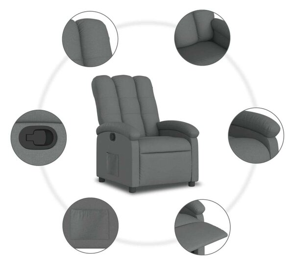VidaXL Dönthető Fotel - Sötétszürke Szövet