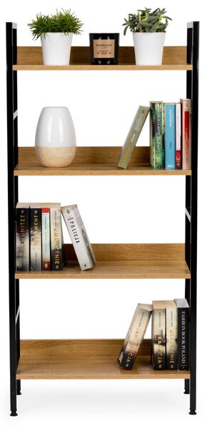 Intenso Home 4 szintes nyitott könyvespolc 60 x 126cm (Sonoma tölgy) | Univerzális tároló állvány fém lábakkal