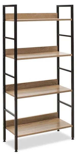 Intenso Home 4 szintes nyitott könyvespolc 60 x 126cm (Sonoma tölgy) | Univerzális tároló állvány fém lábakkal