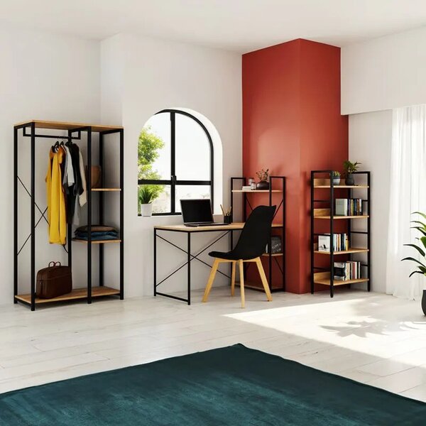 Intenso Home 4 szintes nyitott könyvespolc 60 x 126cm (Sonoma tölgy) | Univerzális tároló állvány fém lábakkal