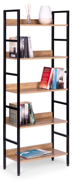 Intenso Home 5 szintes nyitott könyvespolc 60 x 160cm (Sonoma tölgy) | Univerzális tároló állvány fém lábakkal