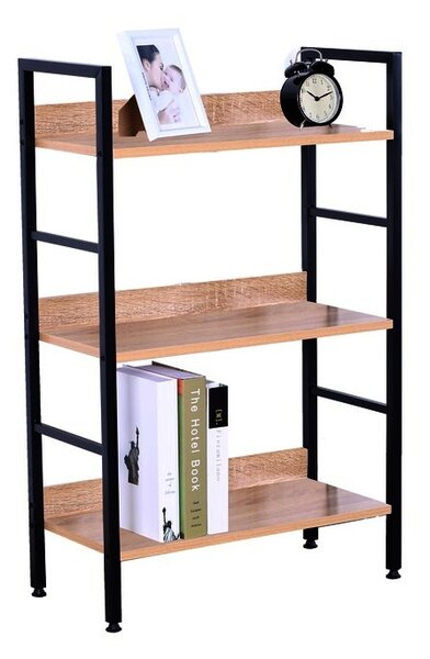 Intenso Home 3 szintes nyitott könyvespolc 60 x 93cm (Sonoma tölgy) | Univerzális tároló állvány fém lábakkal