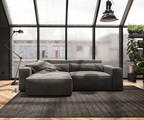 DELIFE Sarokkanapé Sirpio 230x155 cm mikroszálas khaki-barna rekamié változtatható