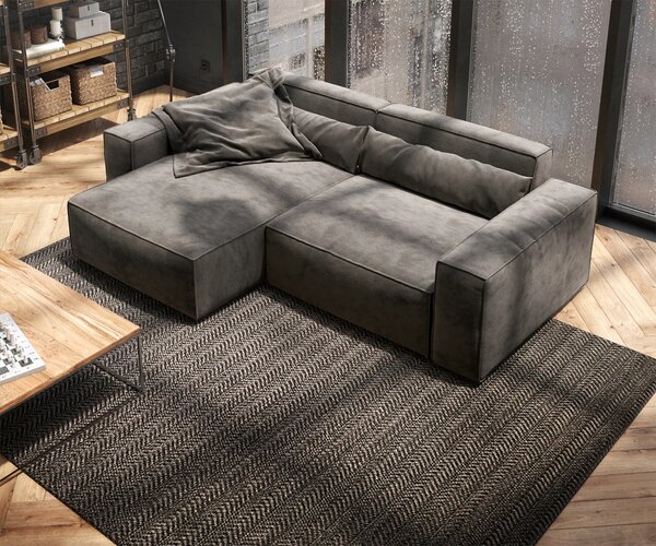 DELIFE Sarokkanapé Sirpio 230x155 cm mikroszálas khaki-barna rekamié változtatható