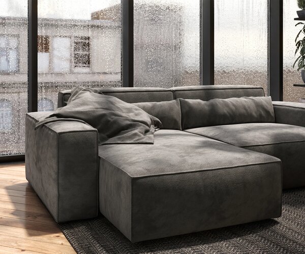 DELIFE Sarokkanapé Sirpio 230x155 cm mikroszálas khaki-barna rekamié változtatható