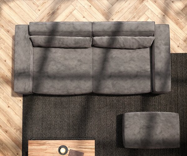 DELIFE Nagy kanapé Sirpio 230x95 cm mikroszálas khaki barna puffal