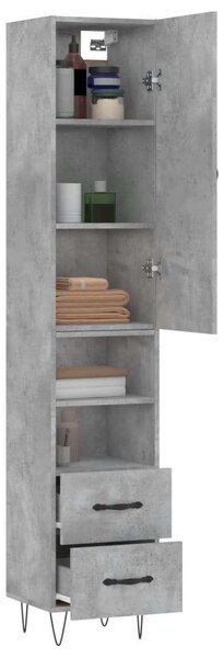 VidaXL Magas Szekrény - Beton Szürke - 34,5x34x180 cm