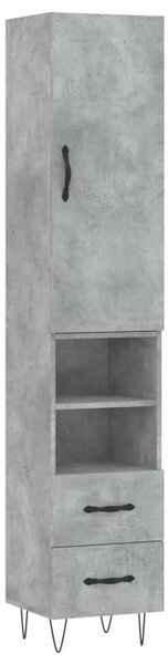 VidaXL Magas Szekrény - Beton Szürke - 34,5x34x180 cm