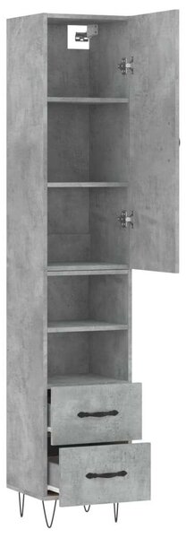 VidaXL Magas Szekrény - Beton Szürke - 34,5x34x180 cm