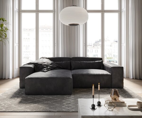 DELIFE Sarokkanapé Sirpio 230x155 cm bőr imitáció vintage antracit variálható rekamié