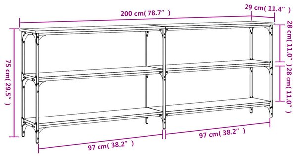 VidaXL Tálalóasztal - Fekete Fa - 200cm