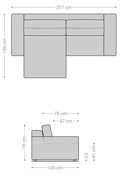 DELIFE Sarokkanapé Lanzo L 260x160 cm bouclé krémfehér rekamié változtatható