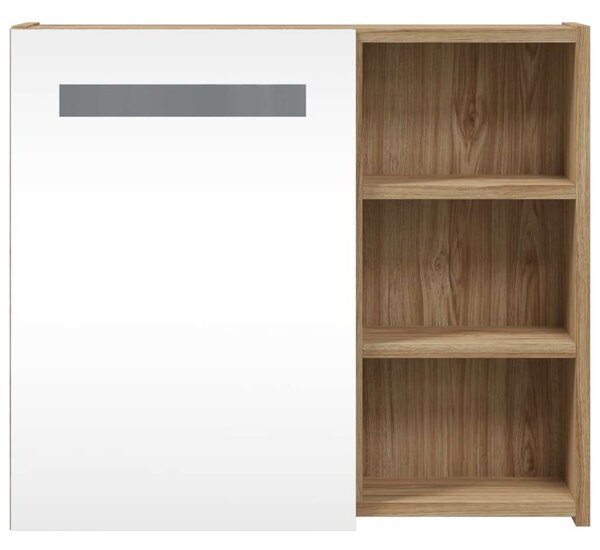 VidaXL Fürdőszobaszekrény Tükörrel és LED-del - Tölgyfa - 60x13x52cm