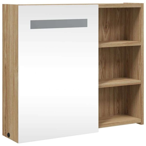 VidaXL Fürdőszobaszekrény Tükörrel és LED-del - Tölgyfa - 60x13x52cm