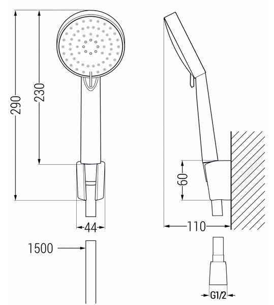 Mexen Pecos R75 fürdőkád csaptelep zuhanyszettel, króm - 7273R75-00