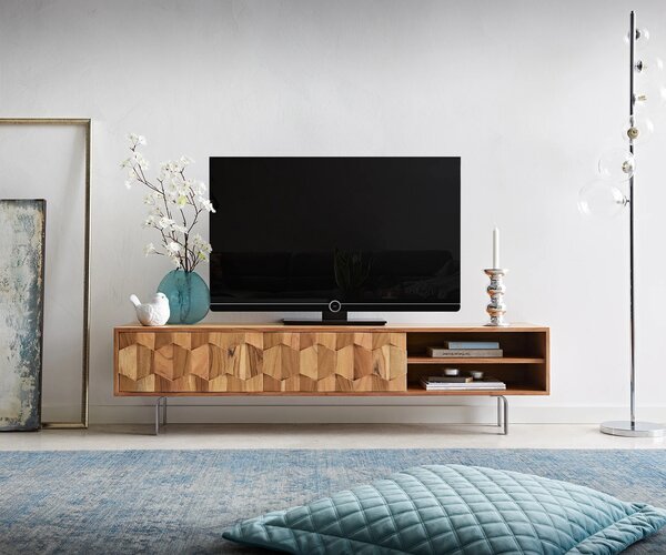 DELIFE TV szekrény Fevo 160 cm akác természetes 2 ajtós L láb