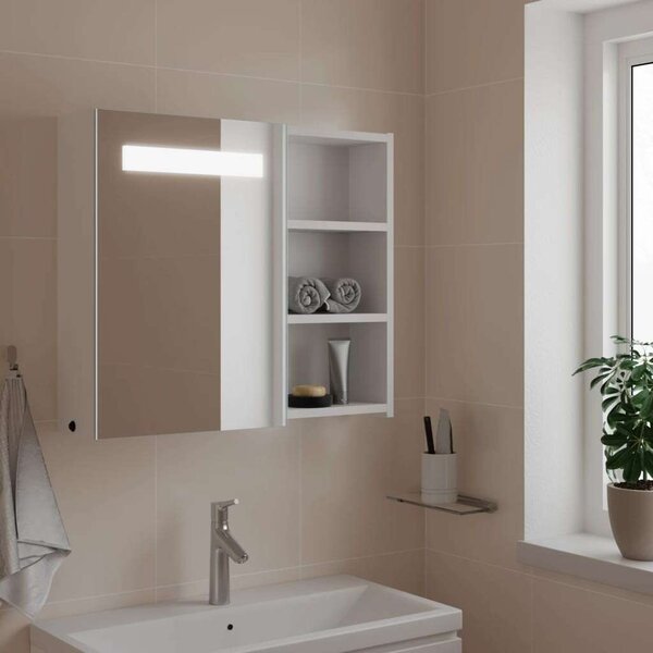 VidaXL Fürdőszobaszekrény LED-del - Fehér - 60x13x52 cm