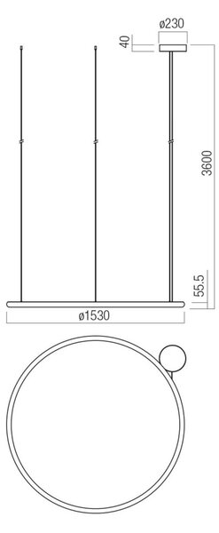 Halley LED függőlámpa – Ø153 cm homokfehér fénygyűrű, térformáló központi világítás