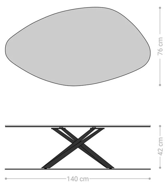 DELIFE Dohányzóasztal Edge organikus 140x76 cm kerámia Minas melange Sarity fém titán színű effektfinish