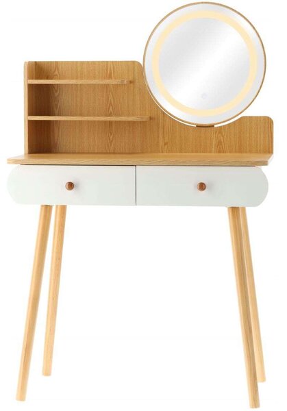 Skandináv Sminkasztal - LED Tükör - 40x120x80 cm