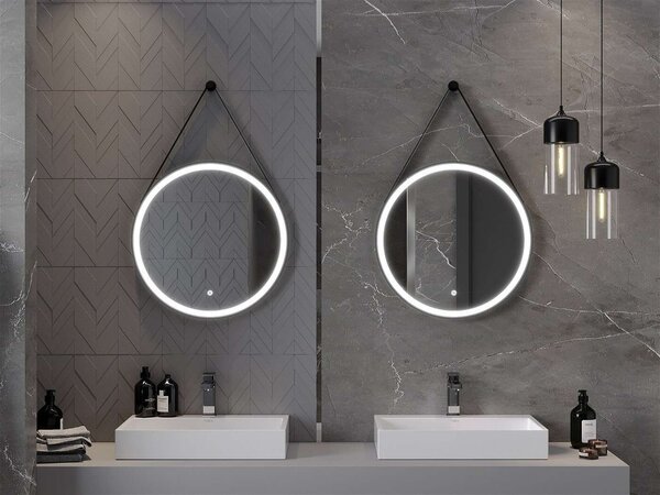 Mexen Reni LED Tükör - Kerek 70 cm - Fekete