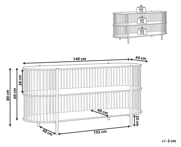 Kétszintes polcos elem BIRSON 80 cm Fekete