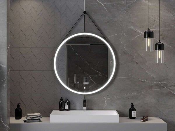 Mexen Reni LED Tükör - Kerek 90 cm - Fekete