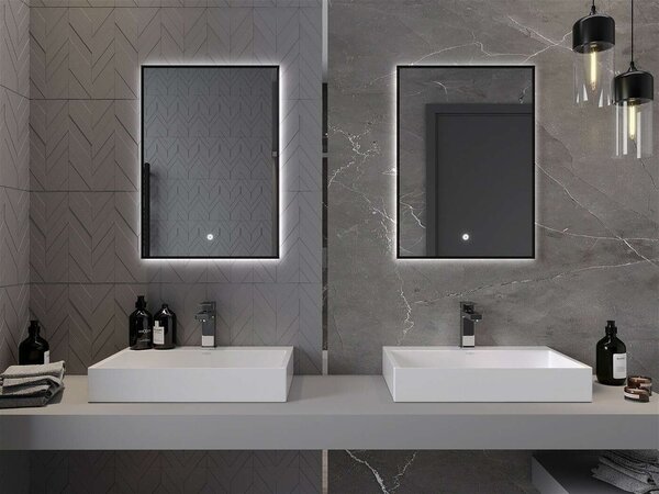 Mexen Erma LED Tükör - 50x70 cm - Fekete Keret