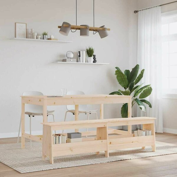 Fenyőfa Előszoba Pad - 160x28x45 cm - Tárolóval