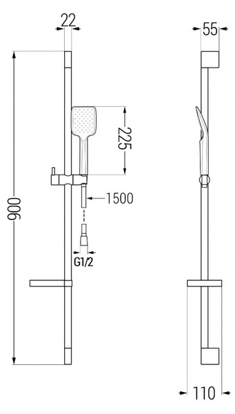 Mexen Zero DS62 fürdőkád készlet, fekete - 7113DS62-70