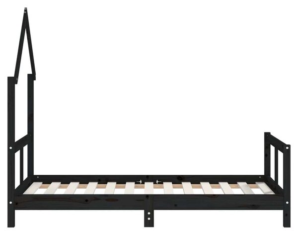 Fekete Gyerekágy - Házikó Forma - 80x160 cm