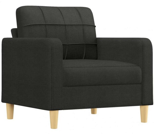 Fekete szövet kanapéfotel lábtartóval 60 cm