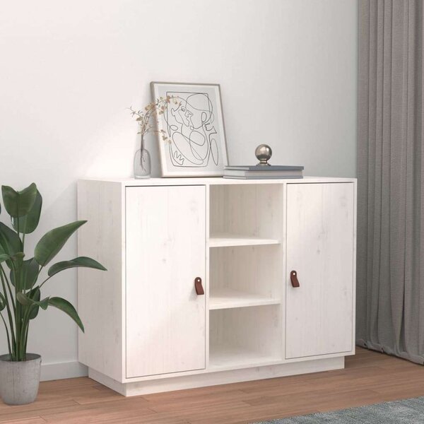 VIDAXL - Fehér Tömör Fenyőfa Tálalószekrény - 100x40x75 cm