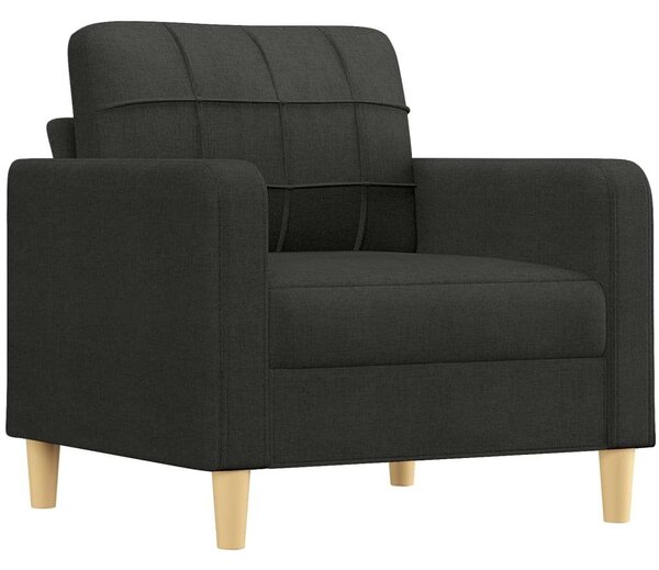 Fekete szövet kanapéfotel lábtartóval 60 cm