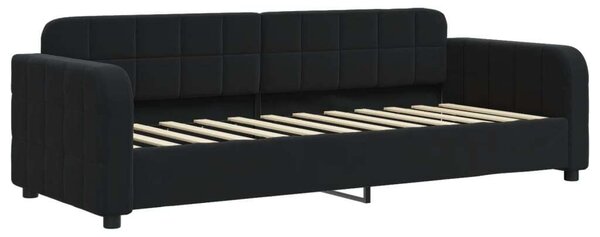 Fekete kihúzható bársony heverő matraccal 80 x 200 cm