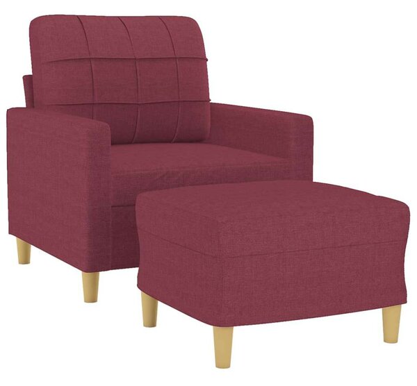 Bordó szövet kanapéfotel lábtartóval 60 cm