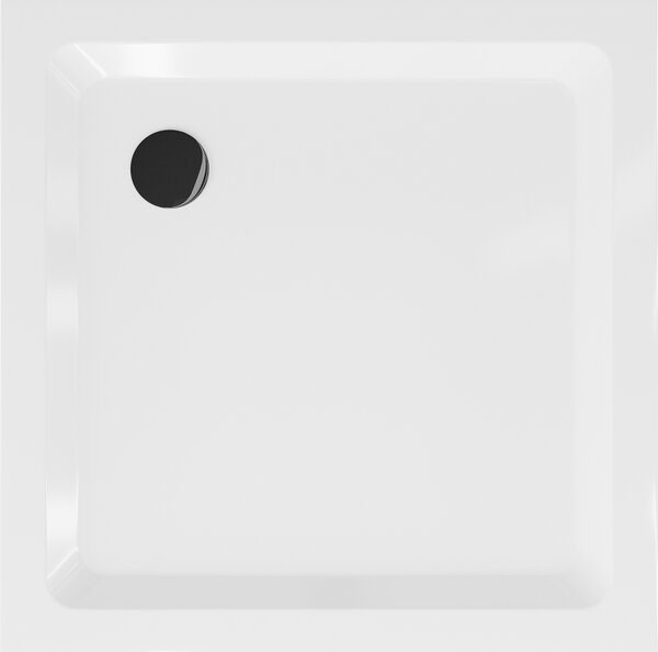 Mexen Flat négyszögletes Slim zuhanytálca 70 x 70 cm, fehér, fekete szifon - 40107070B