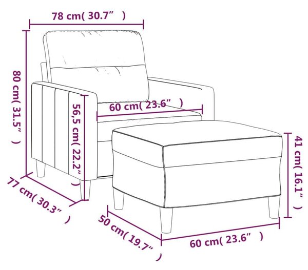 Sötétszürke szövet kanapéfotel lábtartóval 60 cm